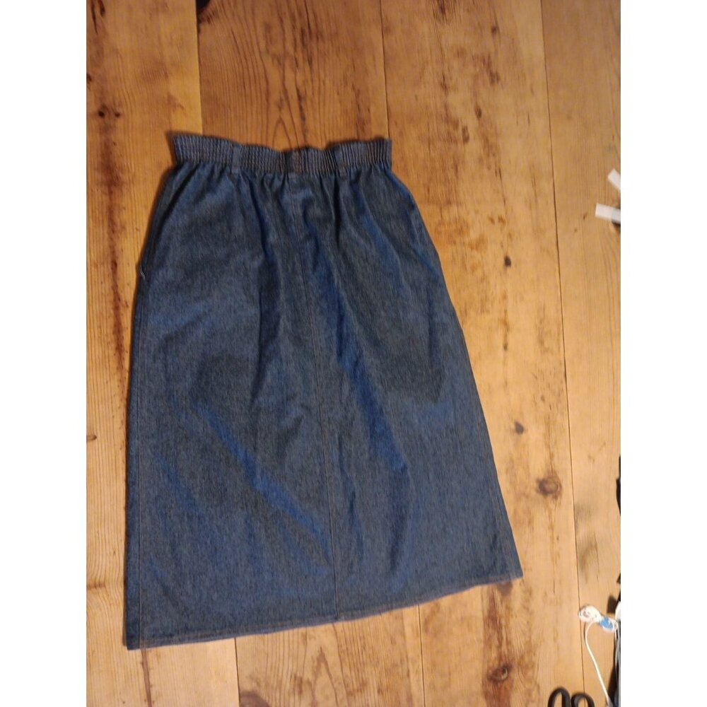 Vtg 70s Koret City Blues Denim Skirt Womens 10 Midi Pull On Cotton Trevira USA - Picture 3 of 4